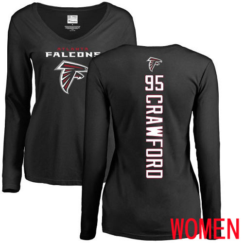Atlanta Falcons Black Women Jack Crawford Backer NFL Football #95 Long Sleeve T Shirt